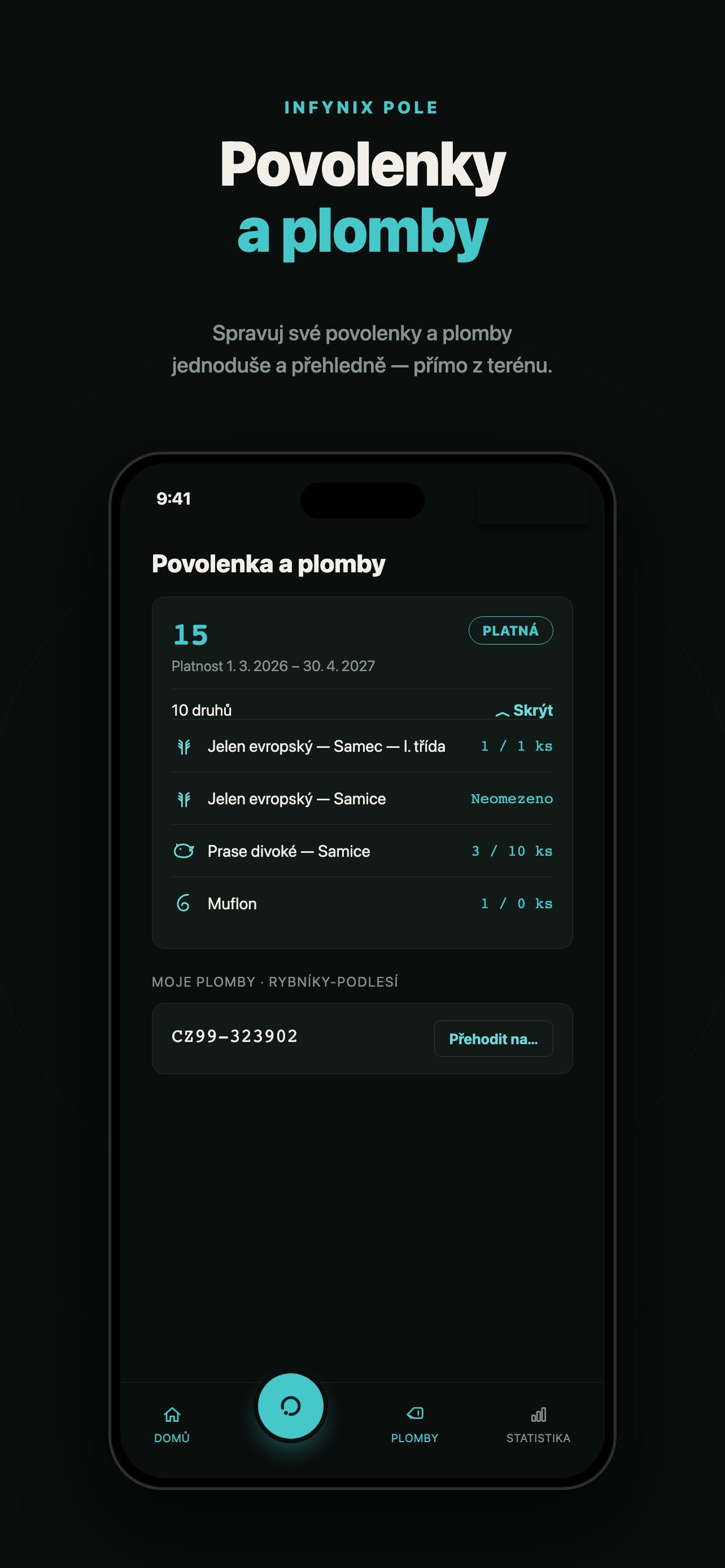 Infynix Pole — správa povolenek a plomb v terénu
